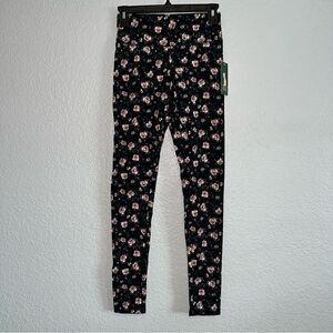 Wild Fable Womens Stretch High-Rise Slim Fit Tapered Leggings Floral Black Small